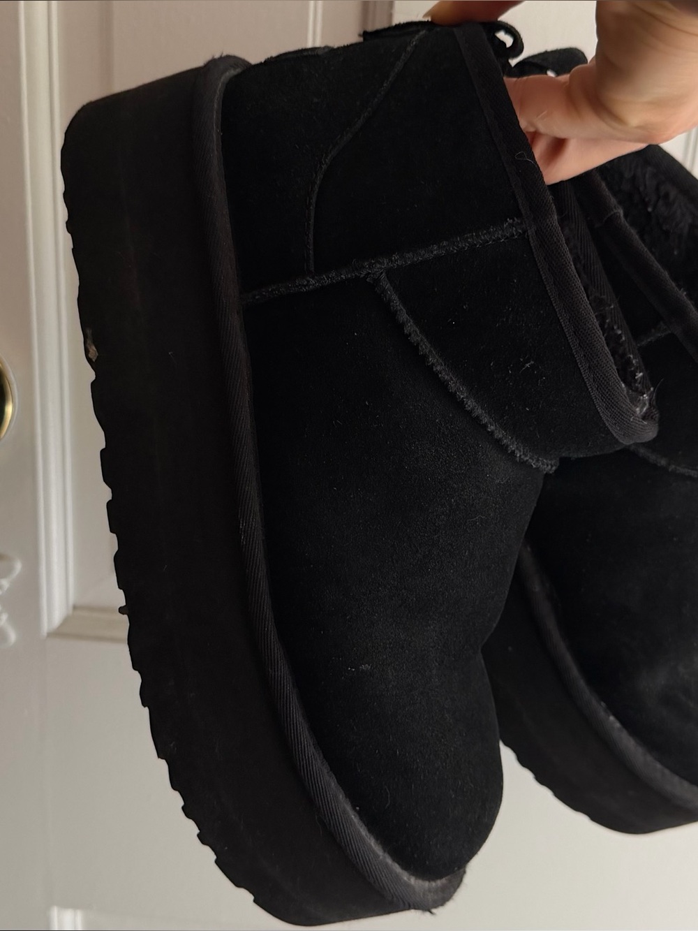UGG Black Suede Platform Short Booties